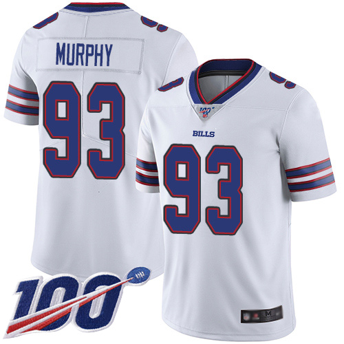 Men Buffalo Bills 93 Trent Murphy White Vapor Untouchable Limited Player 100th Season NFL Jersey